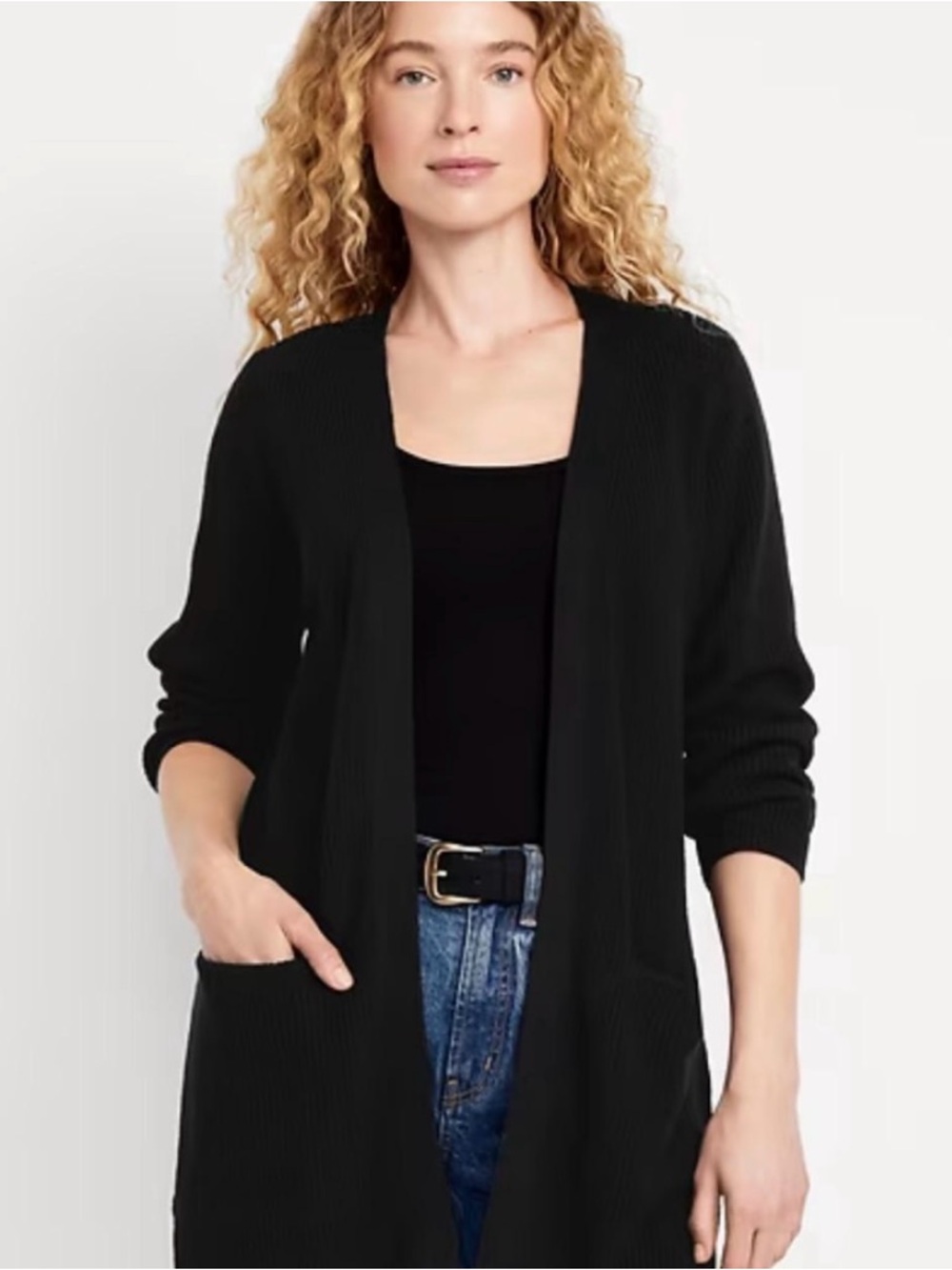 Old Navy Black Open-Front Ribbed Cardigan